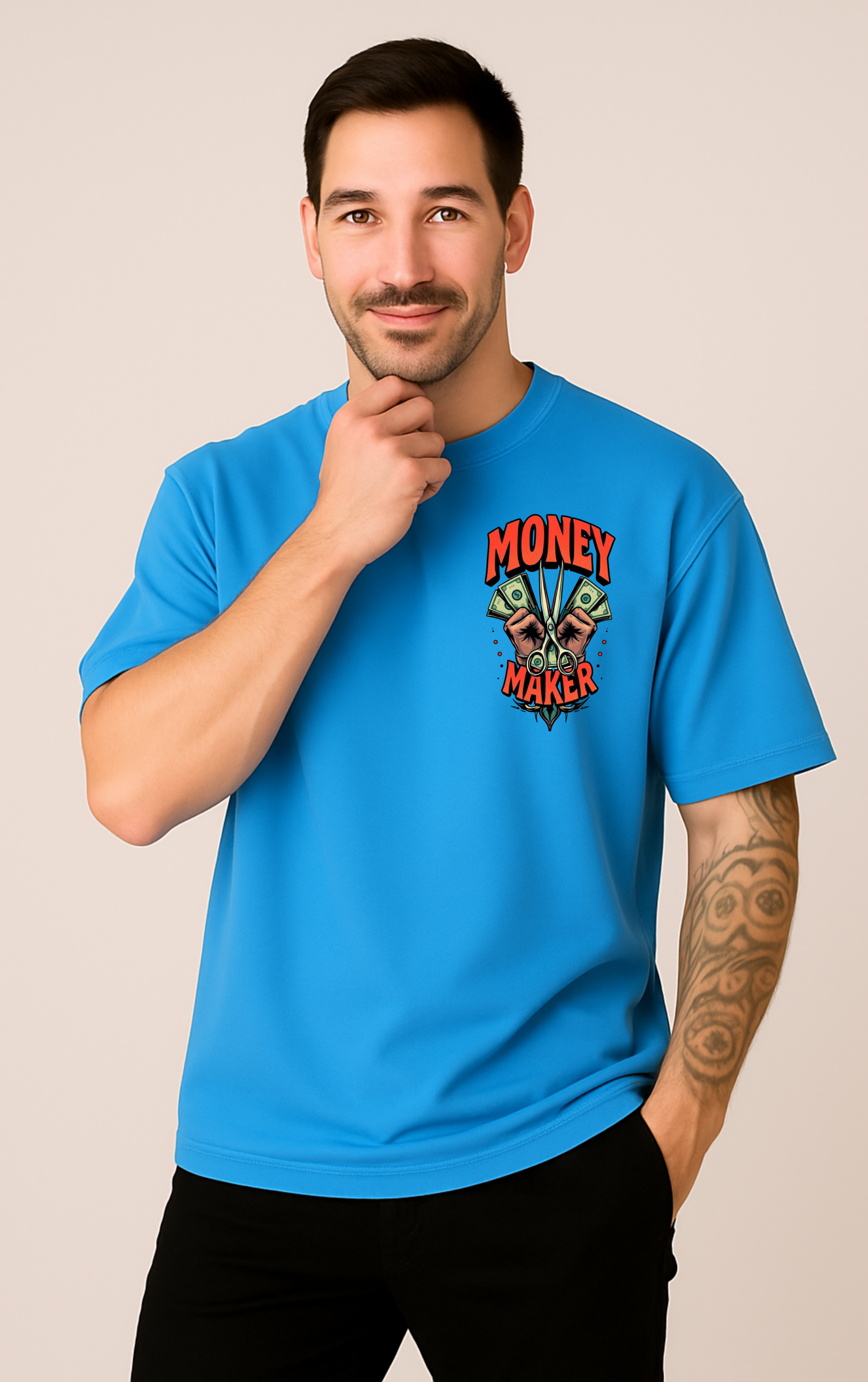 Royal Blue Oversized  Unisex Cotton T-shirt