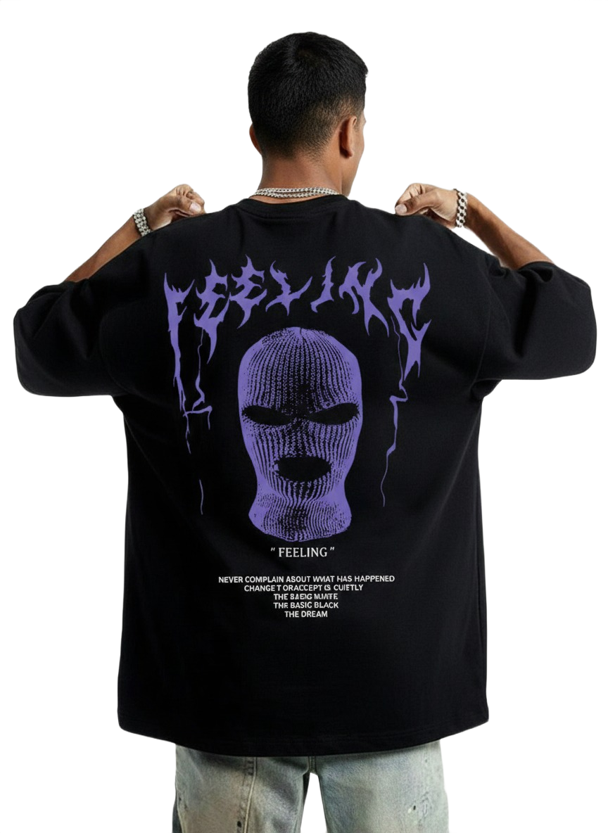 Black Oversized Streetwear Tee – Feeling Edition