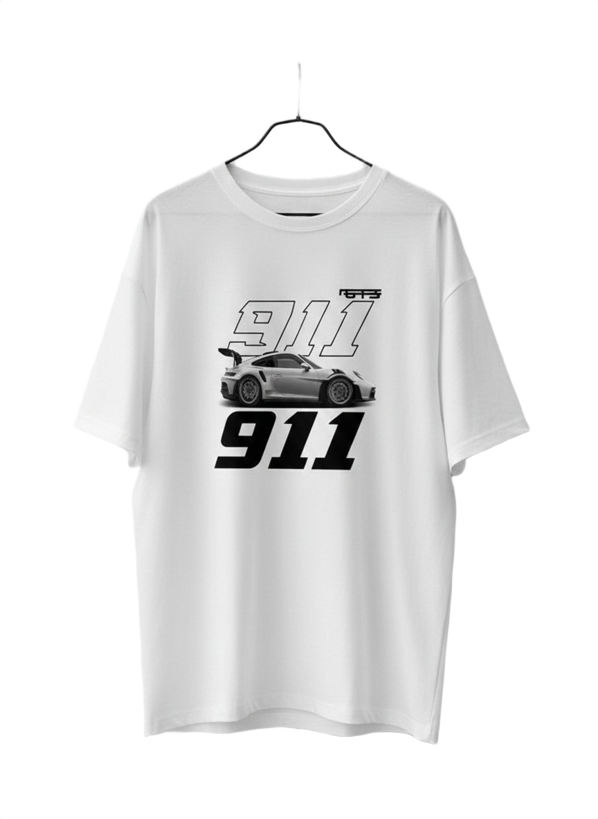 911 Oversized Graphic T-Shirt – White