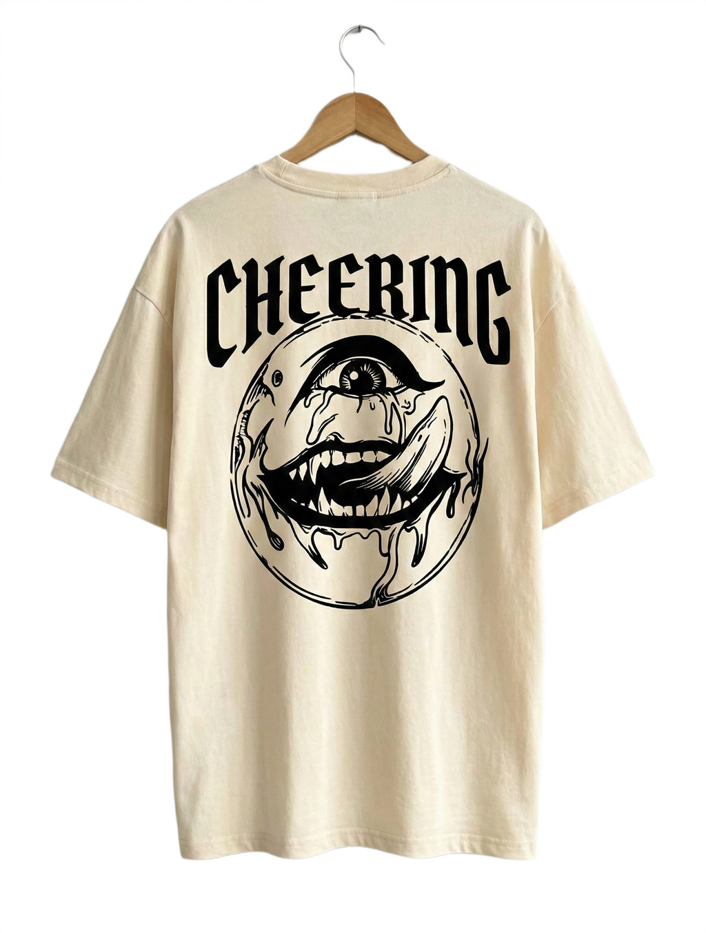 Cheering Oversized Graphic T-Shirt – Beige